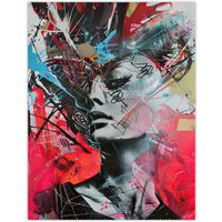 Artery8 Zef Culture Modern Conceptual Abstract Portrait Wall Art Print in Red | Size: W12" x H16"