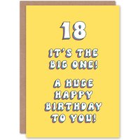 Artery8 Women's Greeting Card 18th Big One 18 Year Old Teenager Milestone Birthday in Yellow