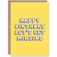Artery8 Women's Greeting Card Let's Get Minging Drunk Slang Yellow Retro Birthday
