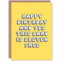 Artery8 Women's Greeting Card Yes This Card is Gluten Free Funny Retro Yellow Birthday