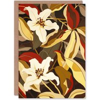 Artery8 White Lily Flower Autumn Dream Floral Fever Birthday Art Card in Yellow
