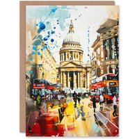 Artery8 St Pauls Cathedral London England Abstract Fun Birthday Art Card in Beige