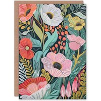 Artery8 Colourful Wildflower Garden Floral Painting Birthday Art Card