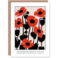 Artery8 Poppies Early Pearly Morning Graphic Design Birthday Art Card in Red