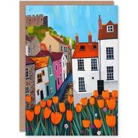Artery8 Blooming Tulip Flowers Yorkshire Castle Town Birthday Art Card