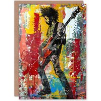 Artery8 Colourful Bassist Rocker Portrait Street Art Birthday Art Card
