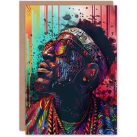 Artery8 Psychedelic Portrait African Man Dashiki Birthday Art Card