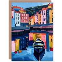Artery8 Colourful Staithes North Yorkshire Seaside Boat Birthday Art Card