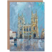 Artery8 Cathedral Church St Peter York Minster Painting Birthday Art Card in Blue