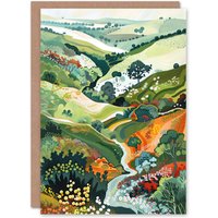 Artery8 Otley Chevin Forest Park Painting Trippy Summer Birthday Art Card in Green