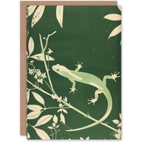 Artery8 Green Eastern Newt Nature Animal Lover Birthday Art Card