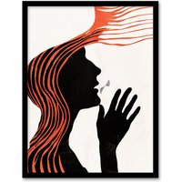 Artery8 Deaf Culture Conceptual Art Bright Abstract Framed Art Print in White | Size: W12" x H16"