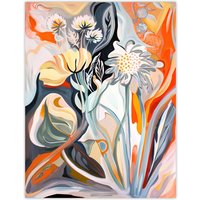 Artery8 Abstract Wildflowers Bright Floral Folk Art Wall Art Print | Size: W12" x H16"