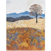 Artery8 Colorado Countryside Floral Landscape Painting Wall Art Print | Size: W18" x H24"