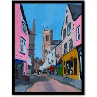 Artery8 Cirencester Colourful English Town Painting Framed Art Print | Size: A4