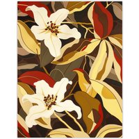 Artery8 White Lily Flower Autumn Dream Floral Fever Wall Art Print in Yellow | Size: W18" x H24"