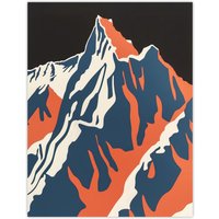 Artery8 Andes Mountain Climbing Orange Blue Colour Block Wall Art Print | Size: W12" x H16"