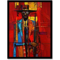 Artery8 New Orleans Jazz Music Fest Abstract Violinist Framed Art Print in Red | Size: W12" x H16"