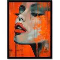 Artery8 Blood Orange Desire Summer Makeup Model Portrait Framed Art Print | Size: A4
