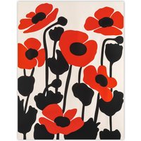 Artery8 Simple Poppy Flowers in Bloom Graphic Design Wall Art Print in Red | Size: W18" x H24"