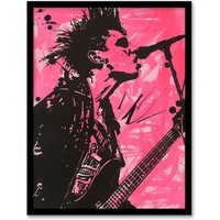 Artery8 Punk Music Singer Guitarist Modern Portrait Pink Framed Art Print | Size: W12" x H16"