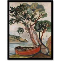 Artery8 Tree Boat in Robin Hood's Bay Yorkshire Painting Framed Art Print in Brown | Size: W12" x H16"