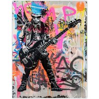 Artery8 Punk Music Bass Guitarist Colourful Street Art Wall Art Print | Size: W18" x H24"