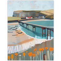 Artery8 Abstract Painting Hunt Cliff Saltburn Yorkshire Wall Art Print | Size: W12" x H16"