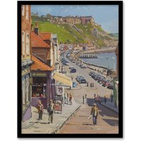 Artery8 Vintage Scarborough Yorkshire Coastal Road Framed Art Print in Brown | Size: A4