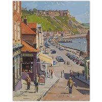 Artery8 Vintage Scarborough Yorkshire Coastal Road Wall Art Print in Brown | Size: W18" x H24"