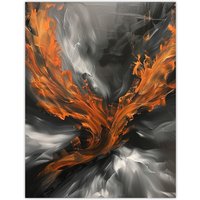 Artery8 Firebird Phoenix Abstract Painting Flame Wings Wall Art Print in Orange | Size: W12" x H16"
