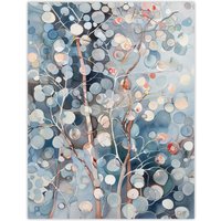 Artery8 Abstract Bubble Forest Trees Watercolour Painting Wall Art Print in Blue | Size: W18" x H24"