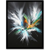 Artery8 Abstract Modern Art Paint Splat Dark Feathers Framed Art Print | Size: W12" x H16"