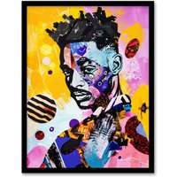 Artery8 African Soulboy Culture Portrait Mixed Media Framed Art Print | Size: W12" x H16"
