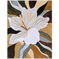 Artery8 Lily Flower Painting Earth Tone Delicate Floral Wall Art Print in Brown | Size: W12" x H16"