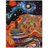 Artery8 Psychedelic Stairway to Heaven Trippy Space Wall Art Print | Size: W18" x H24"
