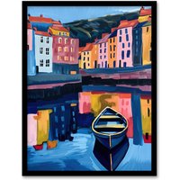 Artery8 Colourful Staithes North Yorkshire Seaside Boat Framed Art Print | Size: A4