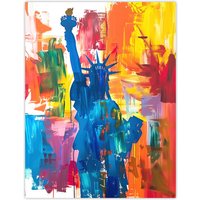 Artery8 Statue of Liberty NYC Colourful Bright Acrylic Wall Art Print | Size: W18" x H24"