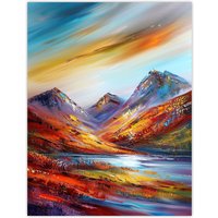 Artery8 Cairngorms Heather Mountain Peak Hike Landscape Wall Art Print | Size: W18" x H24"