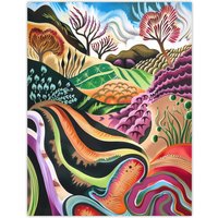 Artery8 Sutton Bank North York Moors Trippy Painting Wall Art Print | Size: W24" x H32"