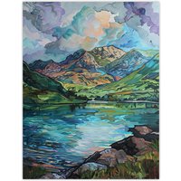 Artery8 Blea Tarn Valley Lake District England Painting Wall Art Print in Blue | Size: W18" x H24"