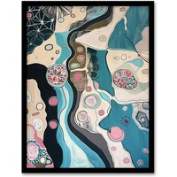 Artery8 Abstract Aquatic Life Underwater Pattern Painting Framed Art Print | Size: W12" x H16"