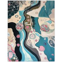 Artery8 Abstract Aquatic Life Underwater Pattern Painting Wall Art Print | Size: W24" x H32"