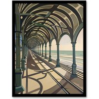 Artery8 Victorian Pier Blackpool England UK Seaside Framed Art Print in Beige | Size: W12" x H16"