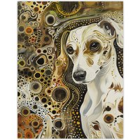 Artery8 Trippy Dog Lover Pet Portrait Abstract Design Wall Art Print in Brown | Size: W12" x H16"