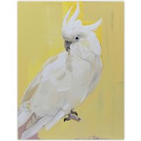 Artery8 White Cockatoo Parrot Bird on Yellow Oil Painting Wall Art Print | Size: W18" x H24"