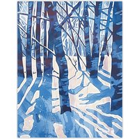 Artery8 Blue Winter Birch Forest Trees Snow Shadow Wall Art Print | Size: W18" x H24"