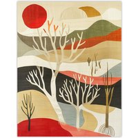 Artery8 Yorkshire Moor Boho Sunset Abstract Design Wall Art Print | Size: W24" x H32"