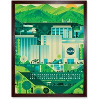 Artery8 NASA Jet Propulsion Laboratory California Framed Wall Art Print 12x16 in Brown | Size: W12" x H16"