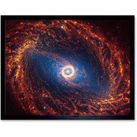 Artery8 NASA James Webb Telescope Spiral Galaxy NGC 1512 Framed Wall Art 12x16 in Black | Size: W12" x H16"